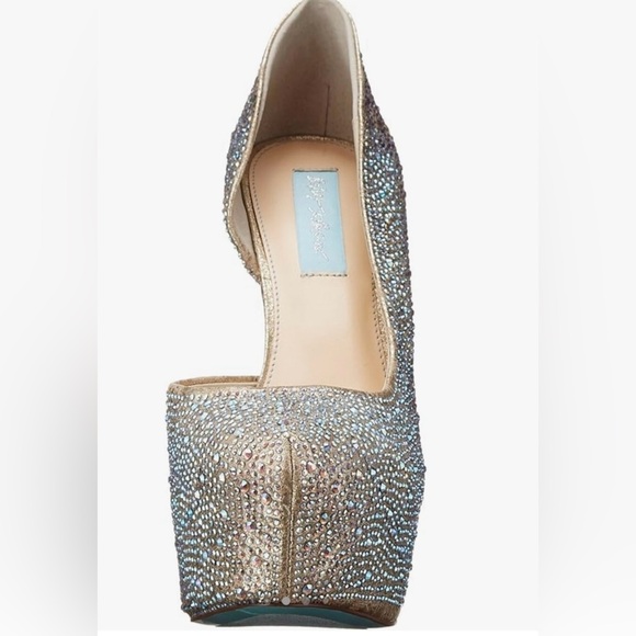 NEW IN BOX BLUE BY BETSEY JOHNSON RHINESTONE HEELS - Picture 2 of 13